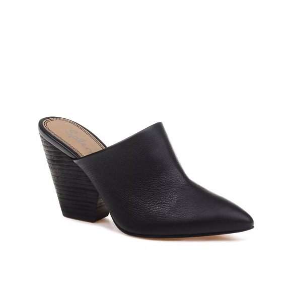 Splendid Shoes - Splendid Black Leather Pointed-Toe Mule Heels